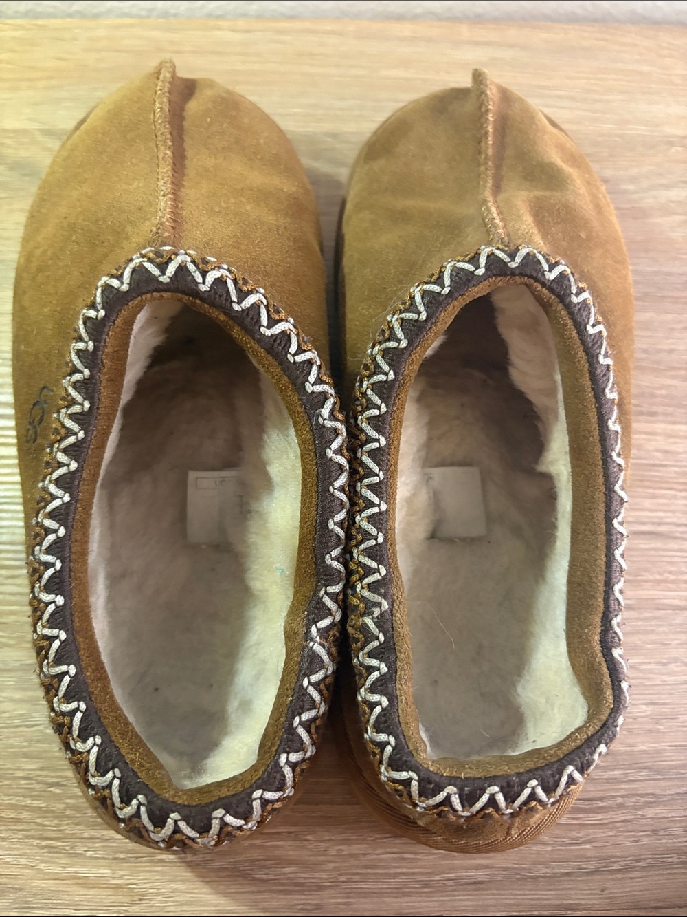 UGG Chestnut Brown Suede Slip-On Slippers with Braided Trim - Picture 6 of 11